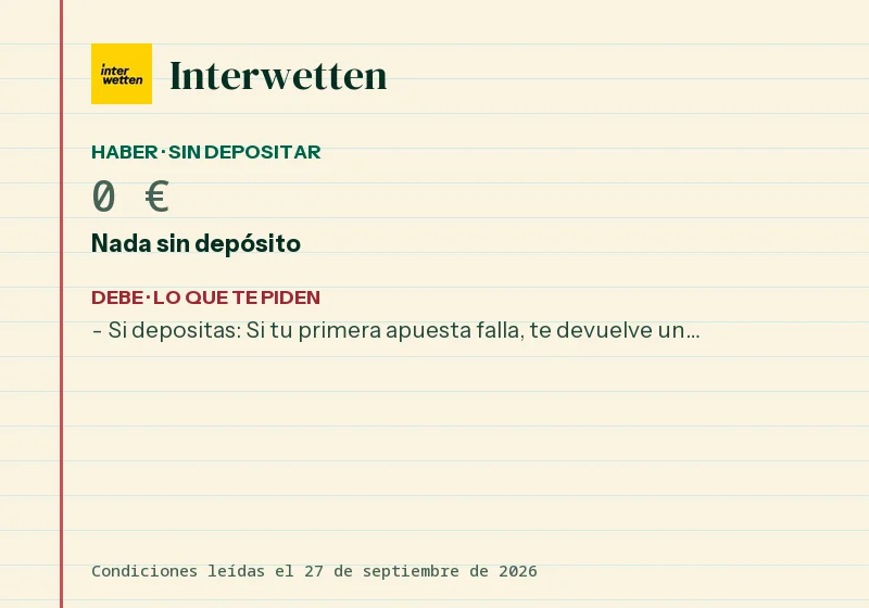 Qué da Interwetten sin depósito y qué pide a cambio
